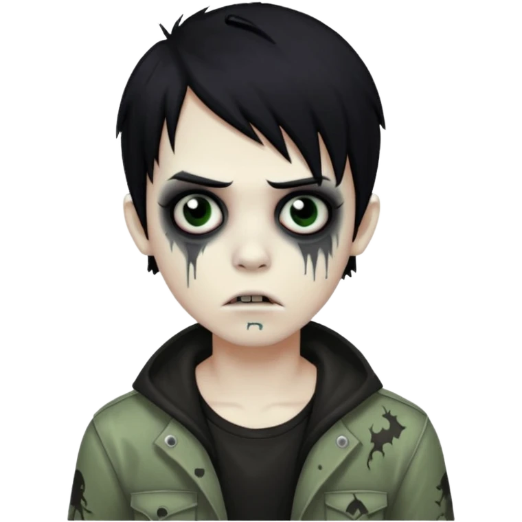 boy zombie with black hair emo emoji
