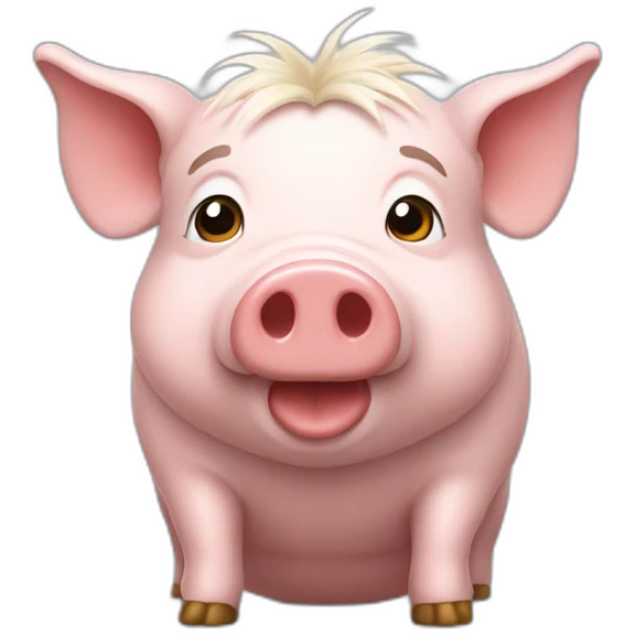 Cochon avec des cheveux emoji