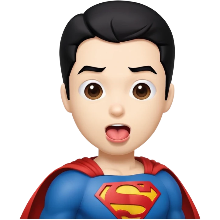 tongue out emoji with blackhair superman costume emoji