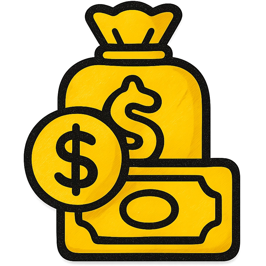 An icon with yellow tone, meaning Finance, request to pay emoji