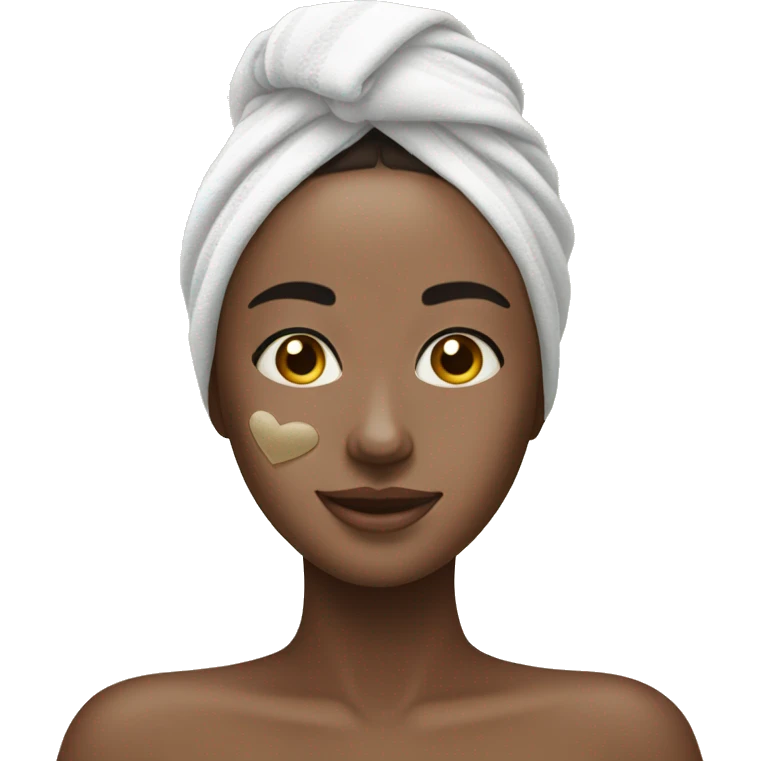 Girl with towel on and skincare face mask  emoji