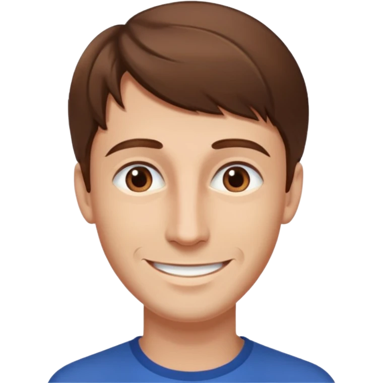 homme brun cheveux long visage mince sourire style européen emoji