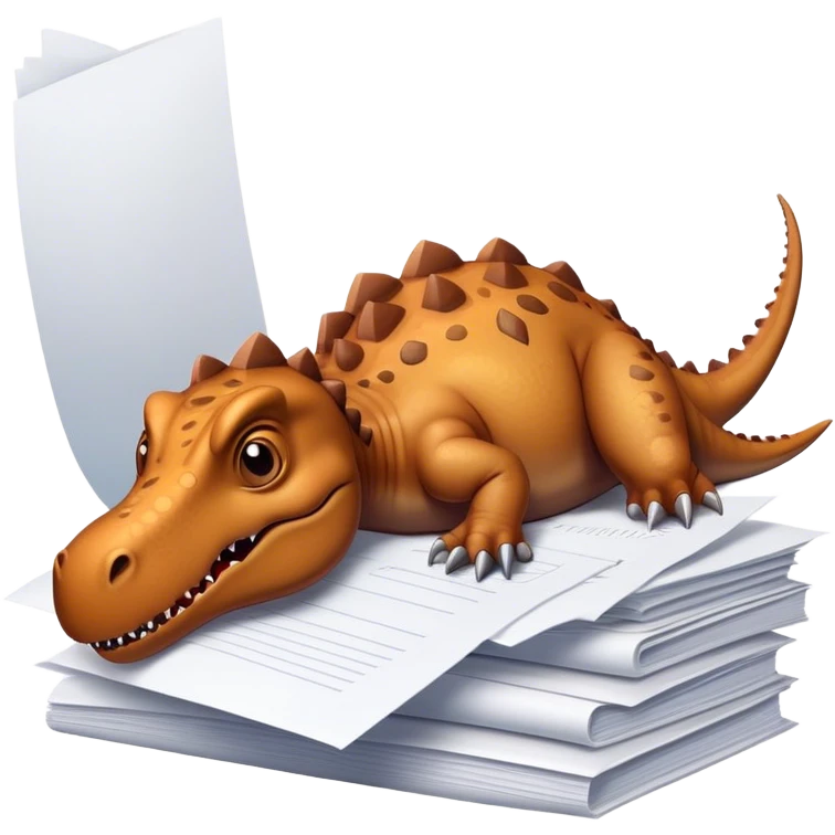 office dinosaur lying on papers emoji