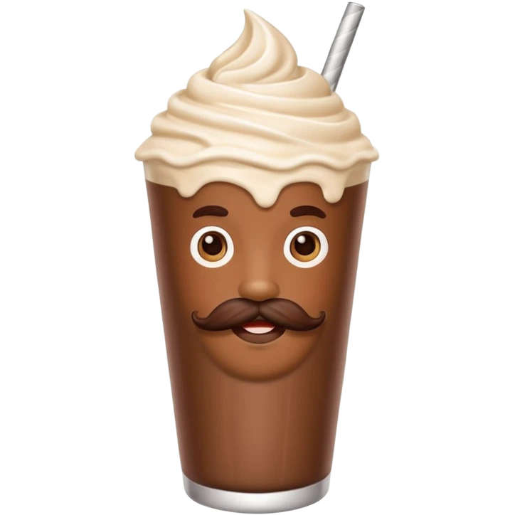 milkshake with a face andmustache emoji