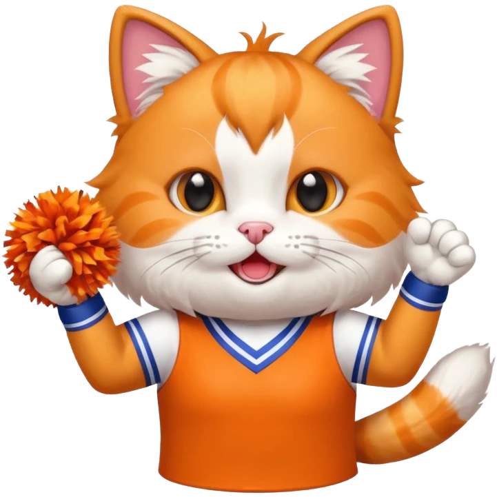 cheerleading cat with pom pom emoji
