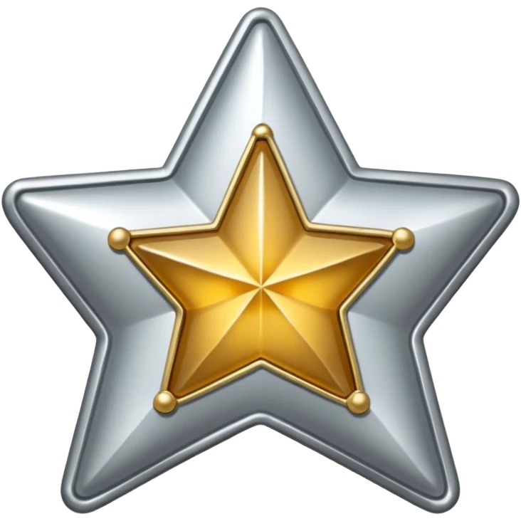 silver sheriff badge, five-pointed star, minimal details emoji