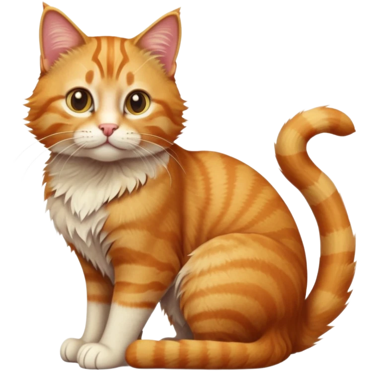 cinematic-[Ginger tabby cat]-realistic-full-body-sitting-emoji,-tail-curled-playfully-around-its-paws,-head-tilted-dramatically,-scruffy-[ginger]-fur,-simplified-yet-realistic-focused-features,-highly-detailed,-glowing-with-an-almost-sarcastic-glow emoji