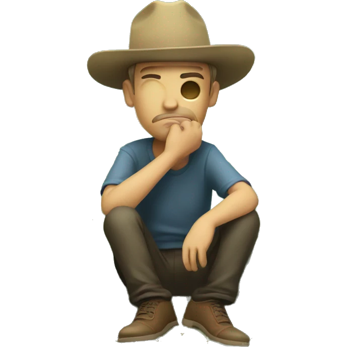sad man sitting on little cactus emoji