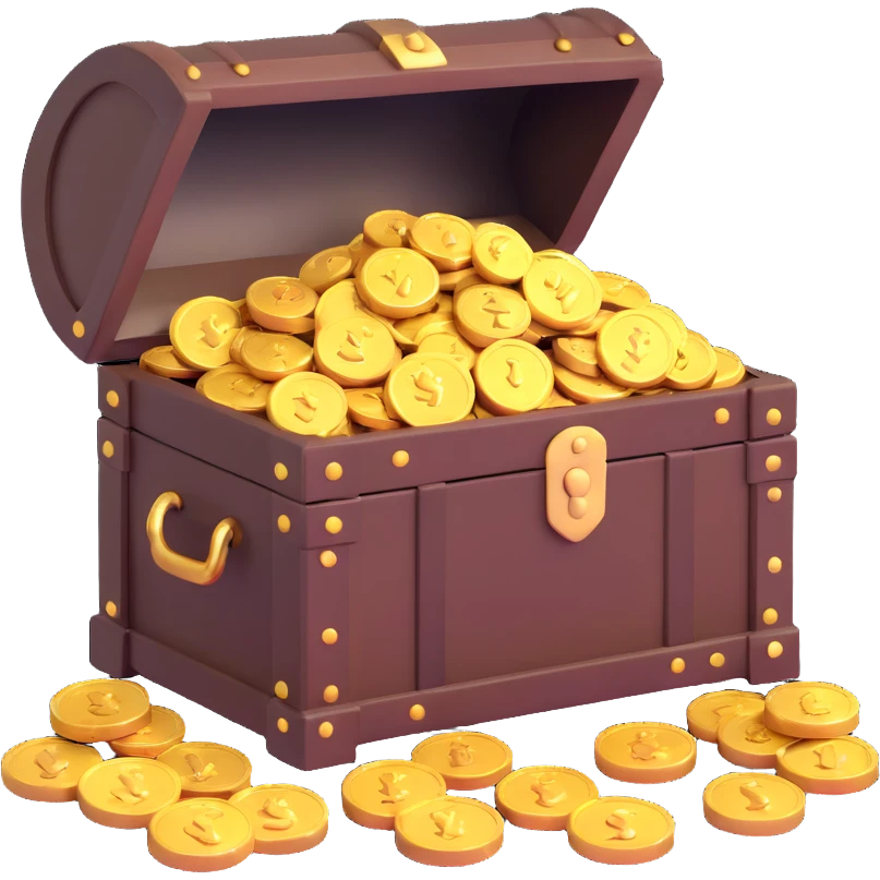 treasure chest with gold coins emoji