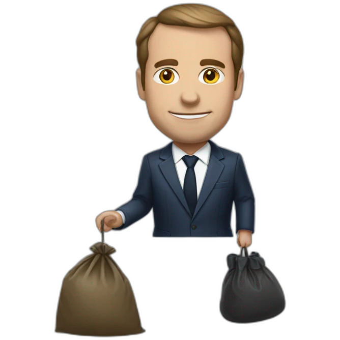 macron avec un sac poubelle sur la tete emoji