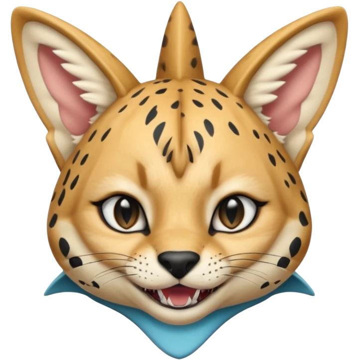 Wearing shark hood serval meme eye wink emoji