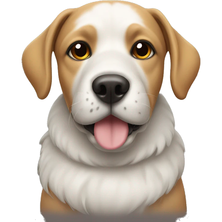 Dog wearing a hoofie emoji