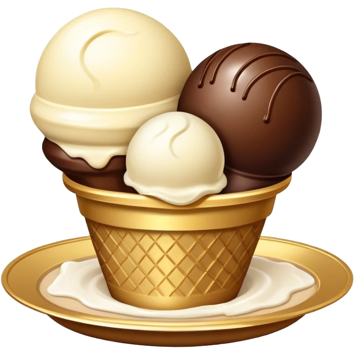 Ice cream 2 balls in a beige and gold plate emoji
