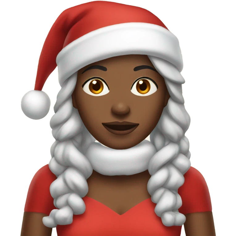 Black woman with a Santa hat and a red dress  emoji