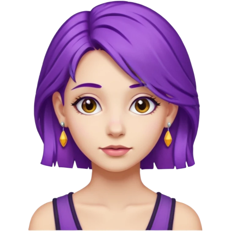 purple hair girl with earrings emoji