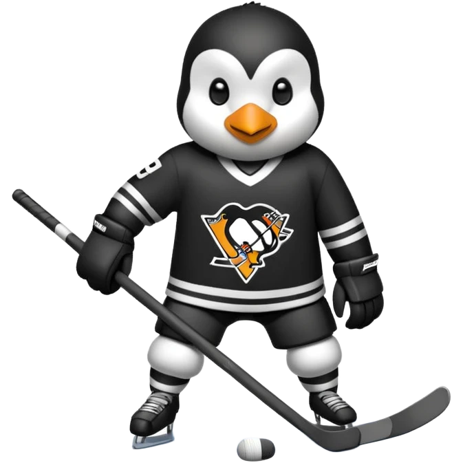 Penguin playing hockey emoji