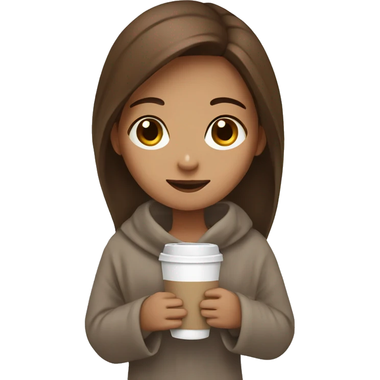 girl with brown hair and coffee and blanket emoji