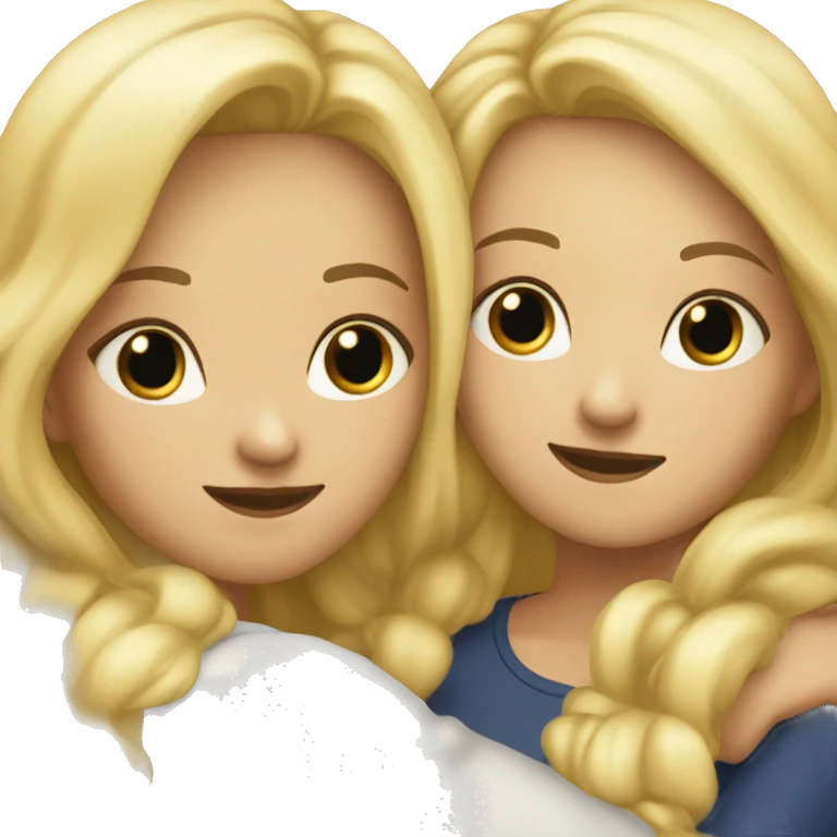 two blonde girlfriends hugging emoji