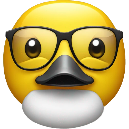 yellow bath duck with gold rectangular glasses emoji