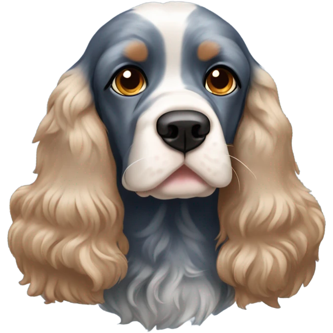 Cocker spaniel with one blue eye and the other brown with a blue roan fur color ￼ emoji
