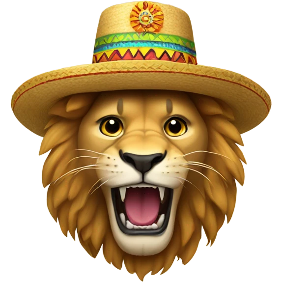Lion roaring wearing sombrero  emoji