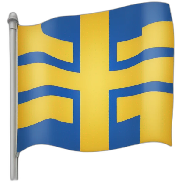rectangle yellow flag with blue scandinavian cross and red outline emoji