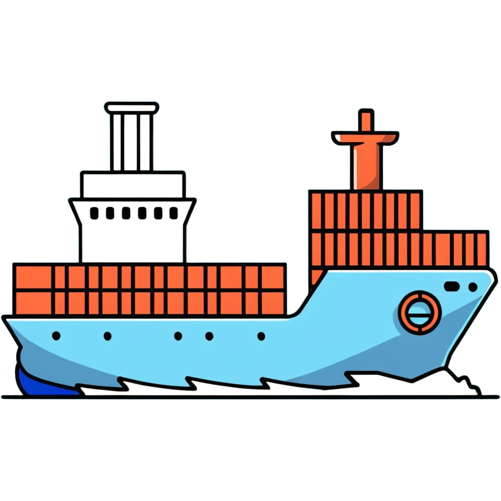Cargo container ship in ocean emoji