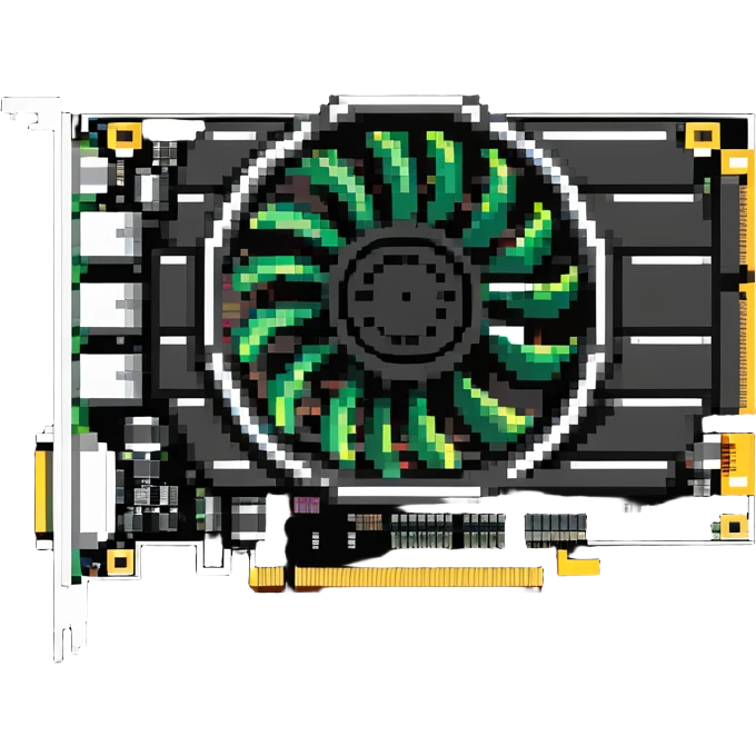 video graphics card with heatsink and display ports emoji