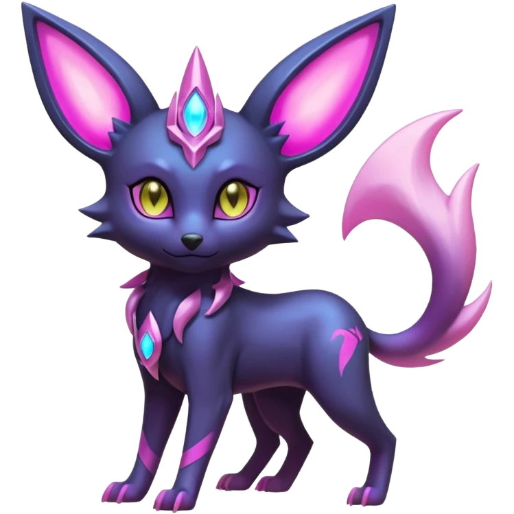 White and magenta pastel soft glossy smooth alloy divine holy legendary epic ethereal fantasy cyperpunk futuristic feral Manectric-Luxray-Umbreon-Espeon-Amaura-Electrike-fusion-creature  emoji
