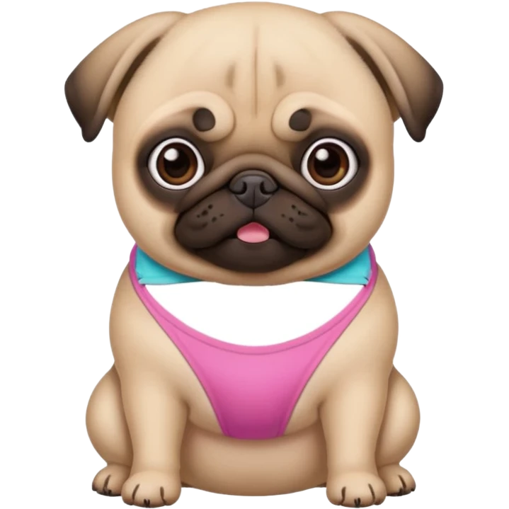 Pug com biquíni Rosa emoji