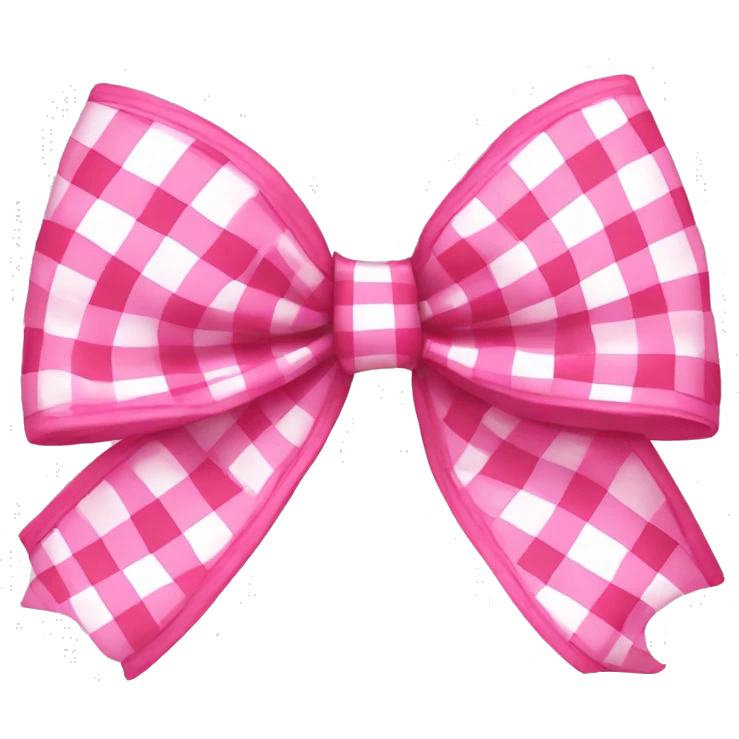 Pink gingham bow emoji
