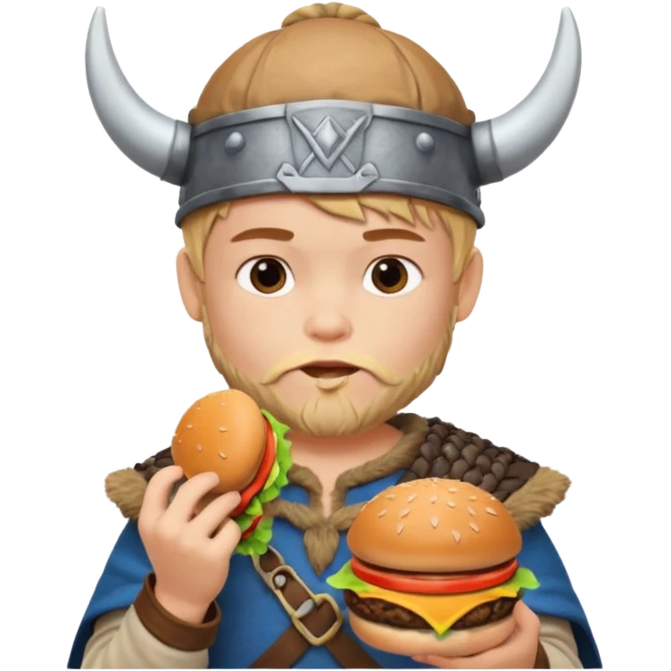 young boy viking eating burger emoji