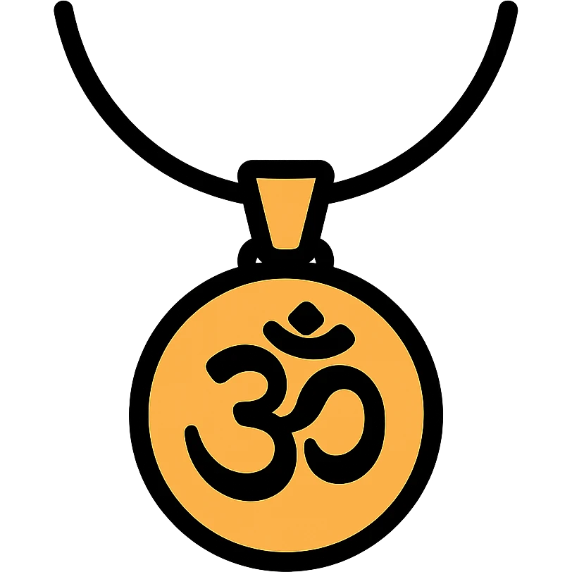 pendant with a spiritual or cultural symbol like a cross or Om on a chain emoji