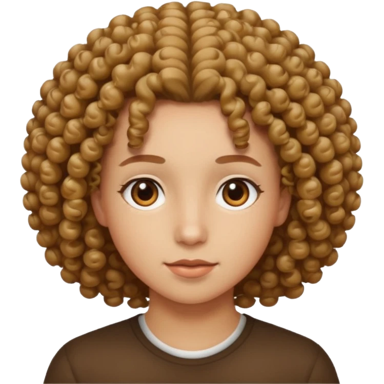 Cabelo cacheado, olhos castanhos emoji