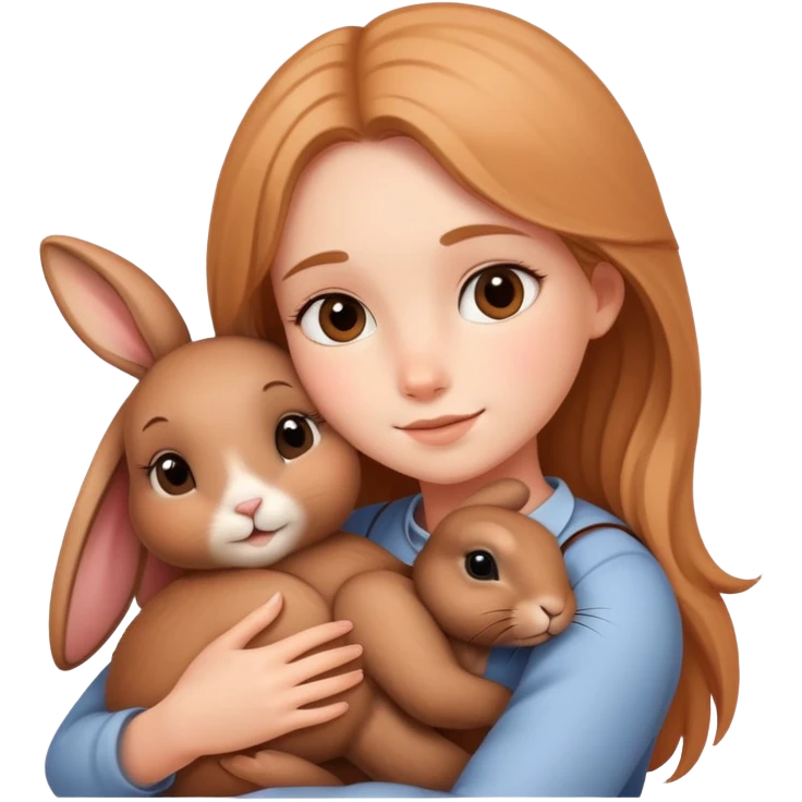 Chanterelle hugs a brown bunny emoji
