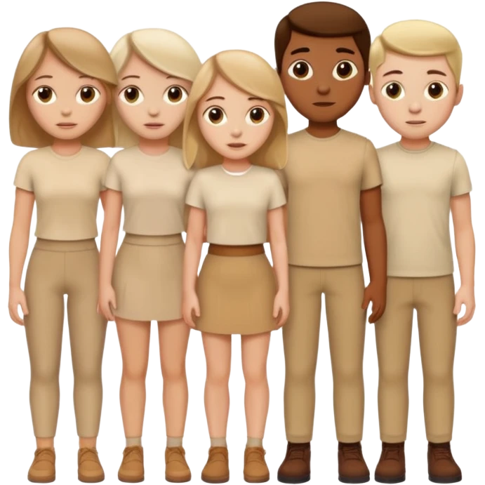 4 white girls and 2 white boys in beige clothes emoji