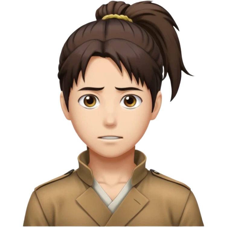 eren jeager with hair of pony tail emoji
