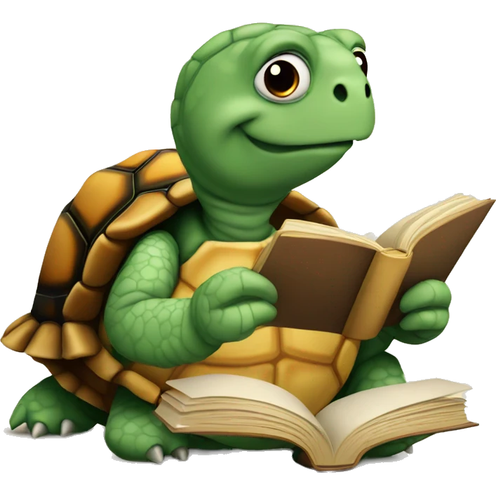 tortoise reading a book emoji