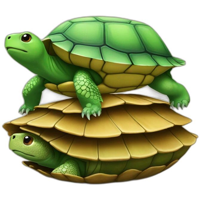 Turtle on top of other turtles shell emoji