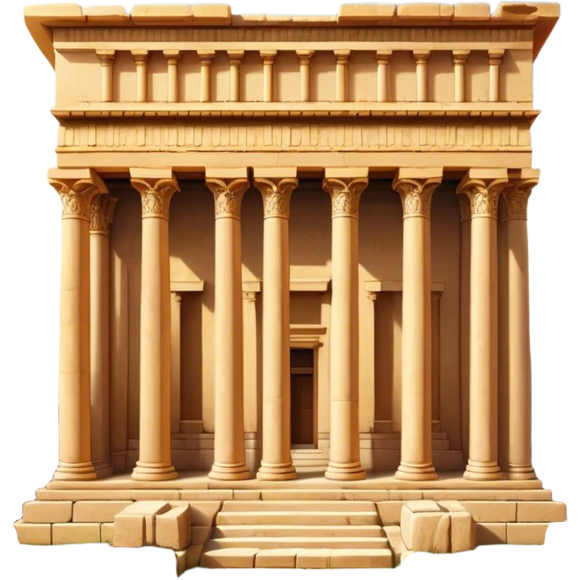 Baalbek temple – Cinematic Realistic Baalbek Temple, depicted as an ancient Roman temple complex with towering columns and intricately carved stone details, bathed in golden sunlight and dramatic shadows that evoke timeless historical grandeur. emoji