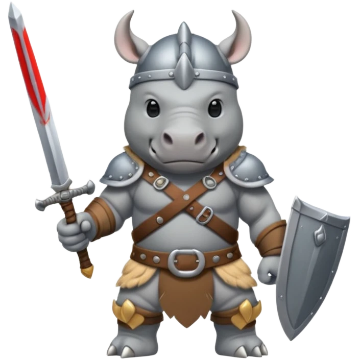 rhino with viking helmet and sword emoji