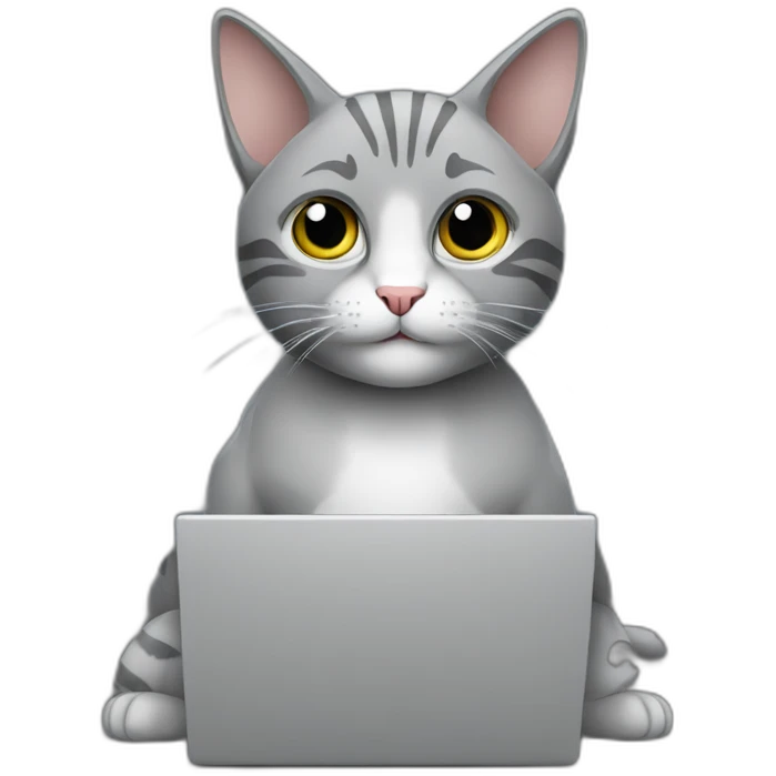 Programmer-gray-cat-with-laptop emoji