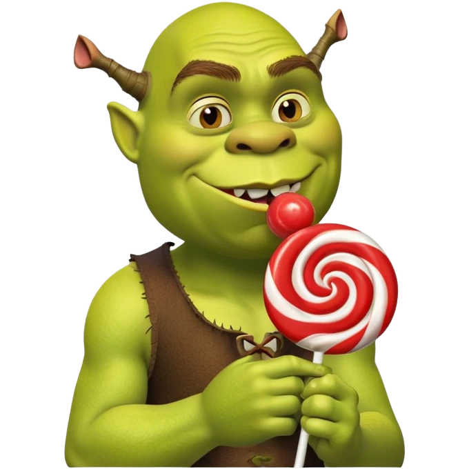 Shrek licks a lollipop emoji