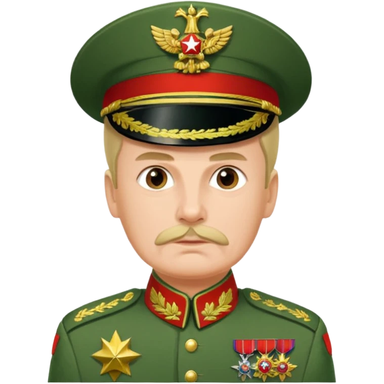 Generate a photorealistic Russian general in a green general's uniform. maximum quality and realism emoji