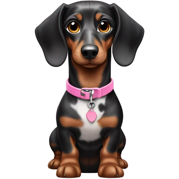 Black merle daschund with pink colar  emoji