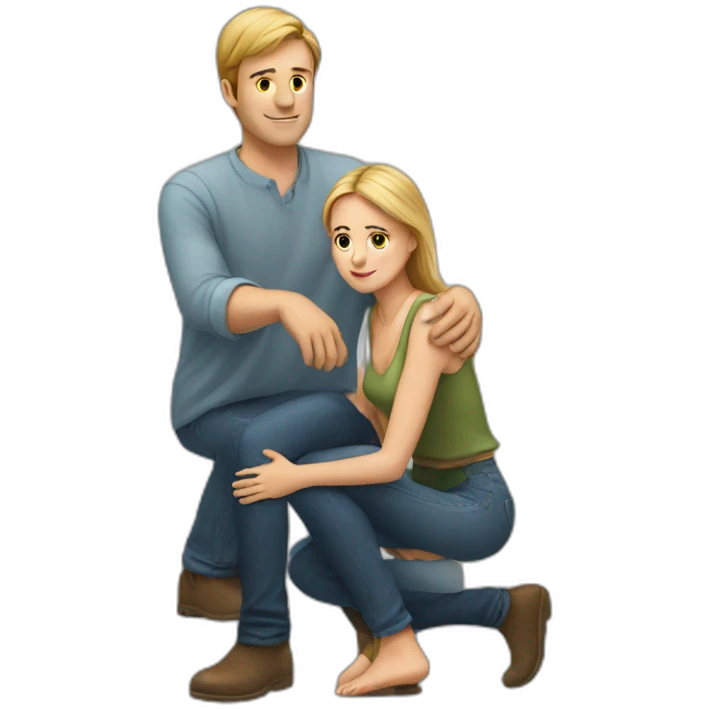 Man on knee facing  woman emoji