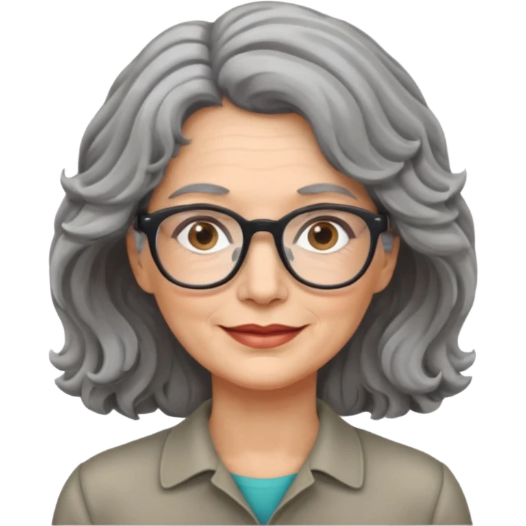 Femme 53 ans lunettes cheveux gris ondulés  emoji