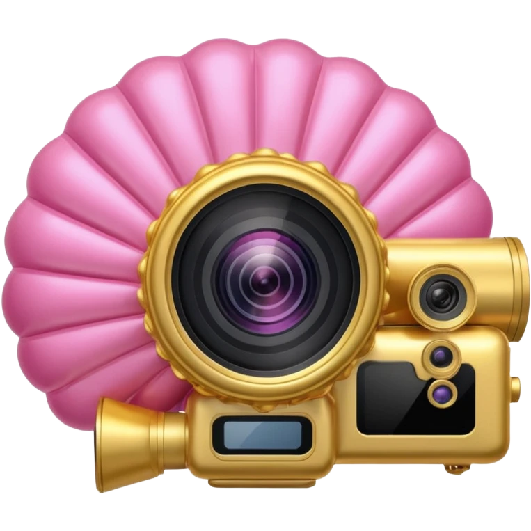 gold rococo pink inflatable puffy balloon shell camcorder emoji