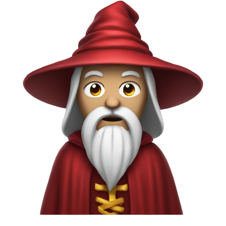 Evil wizard wearing red hat and robes emoji