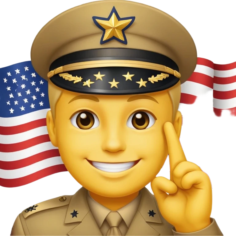 Yellow face saluting with an American flag in the background emoji